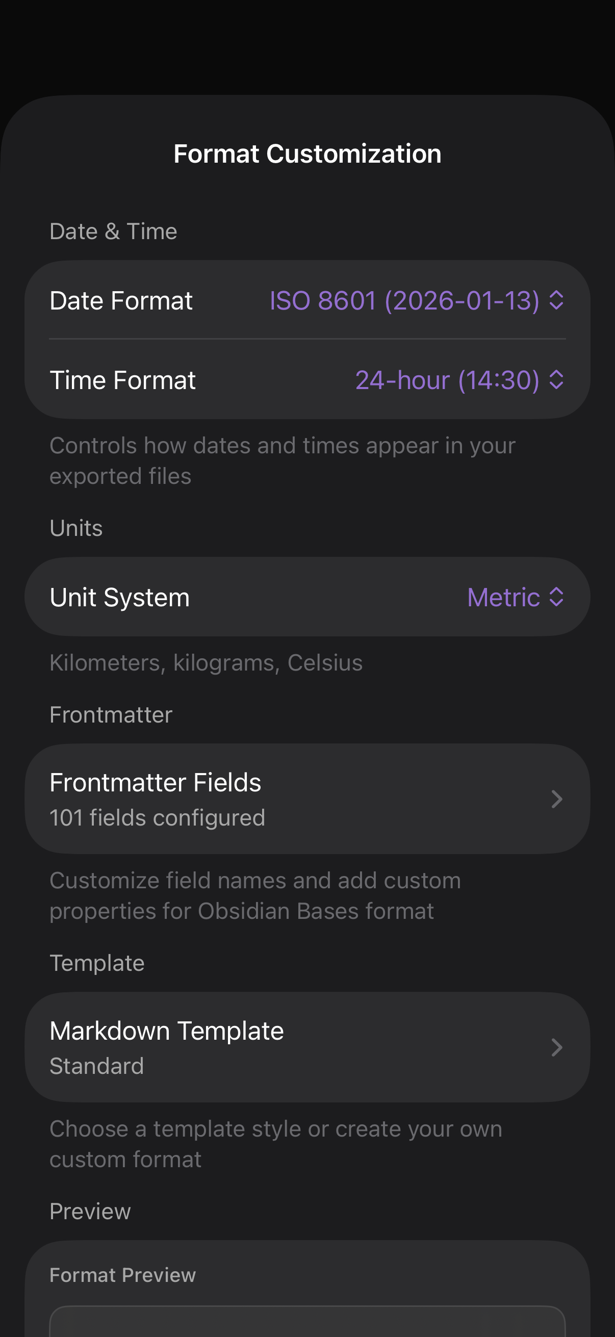 Format Customization